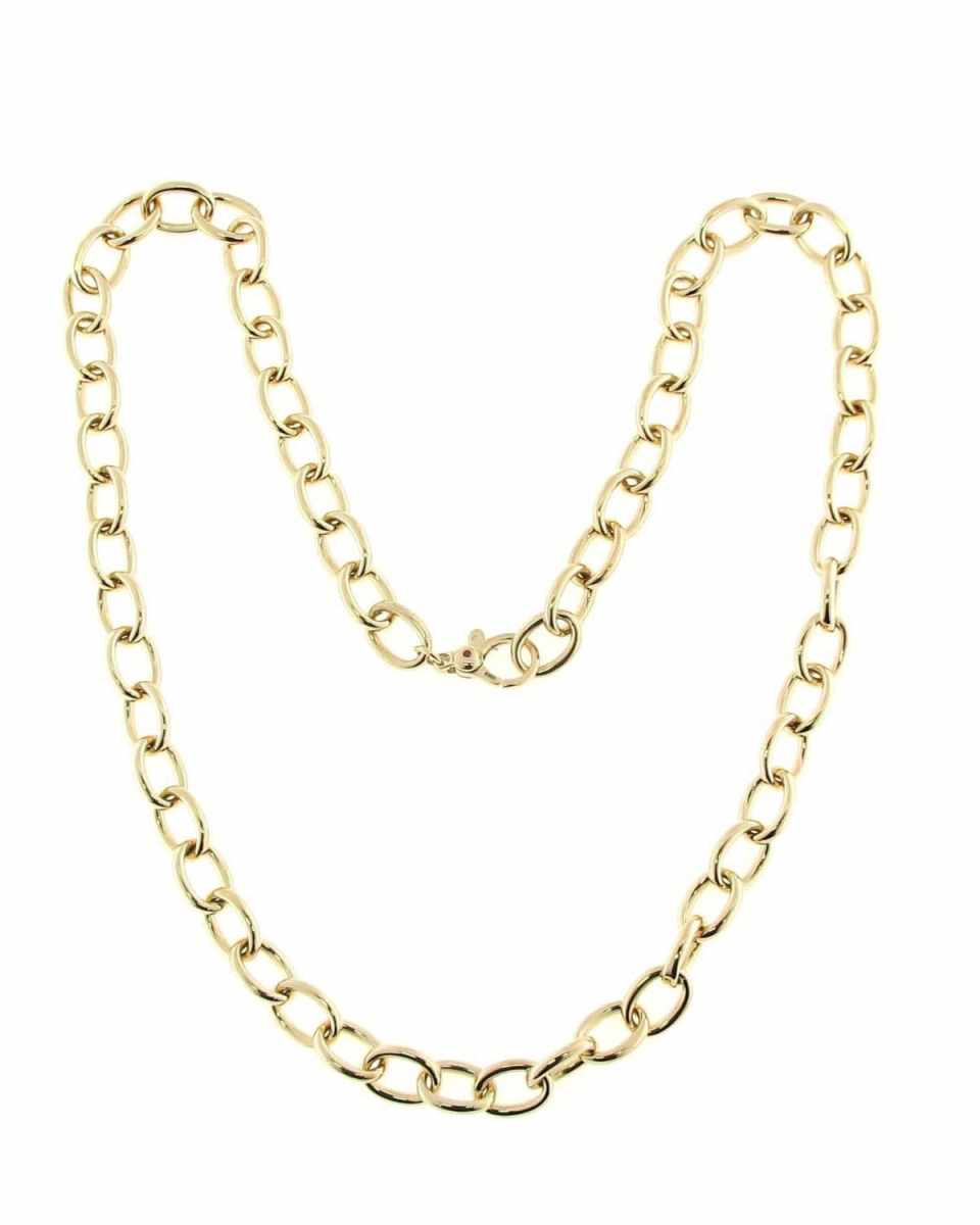 18k Gold Round Link Chain Necklace