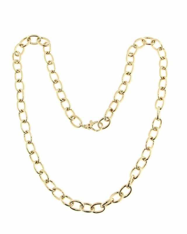 18k Gold Round Link Chain Necklace