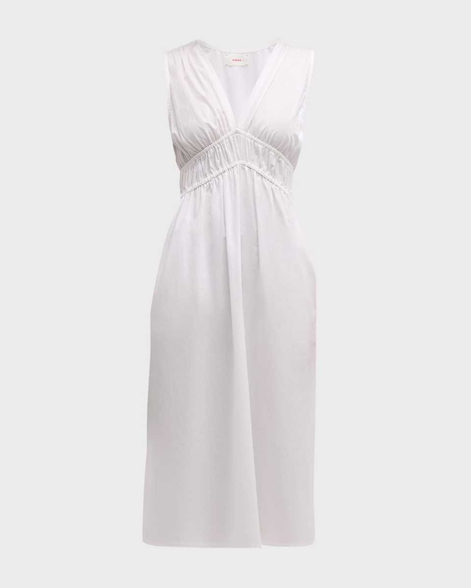 Cyra Ruched Empire Cotton Midi Dress