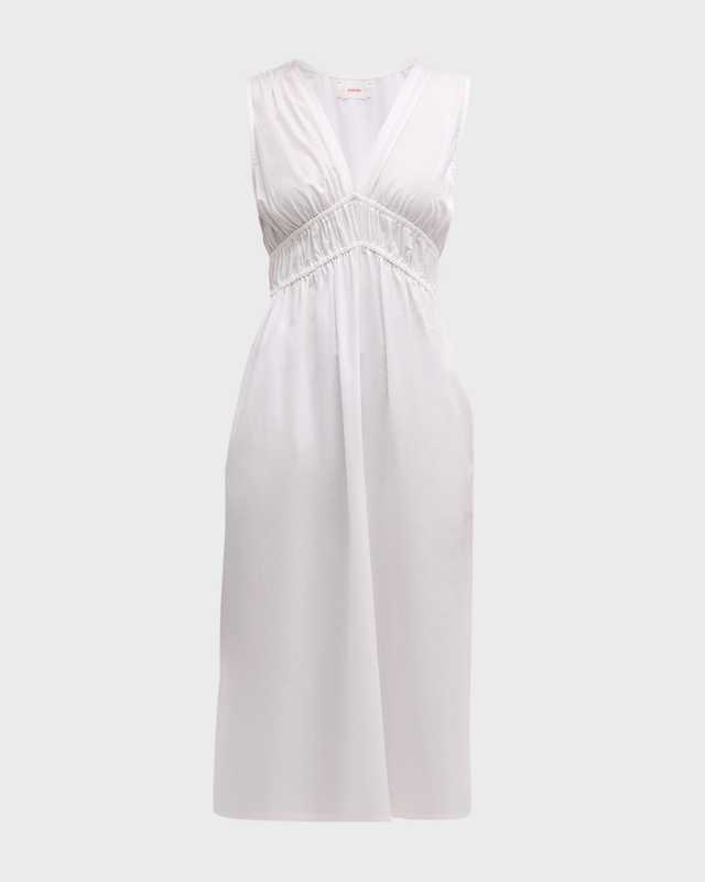 Cyra Ruched Empire Cotton Midi Dress