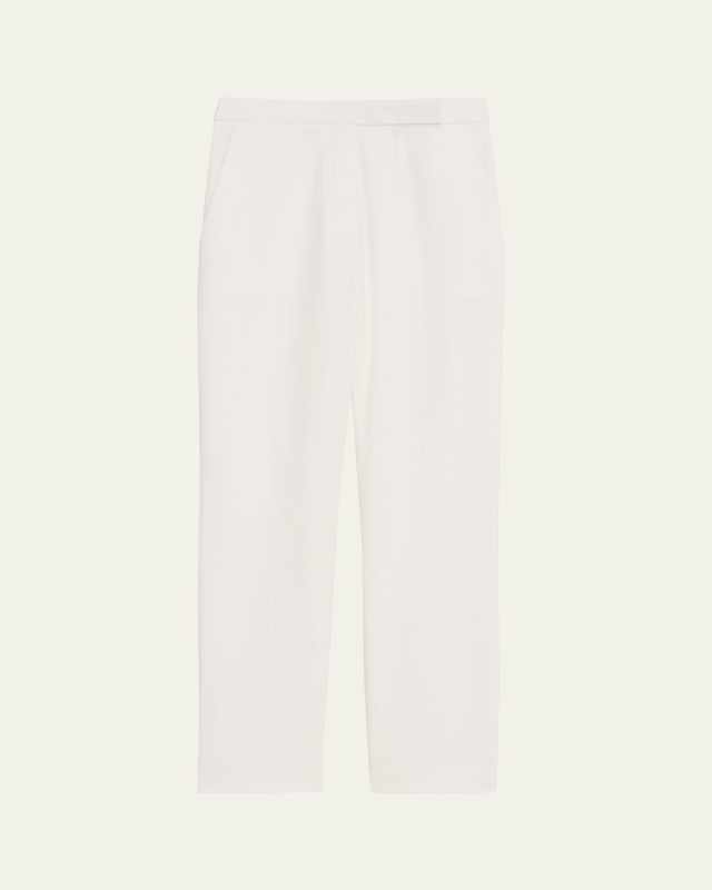 High-Waist Cropped Slim Seersucker Pants