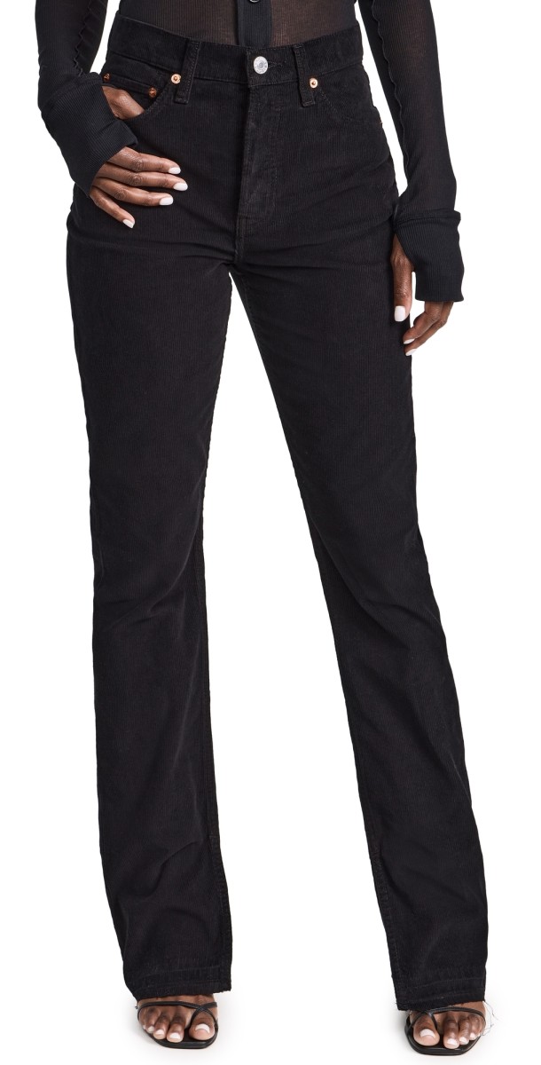 RE/DONE 70s High Rise Skinny Boot Jeans Black Cord