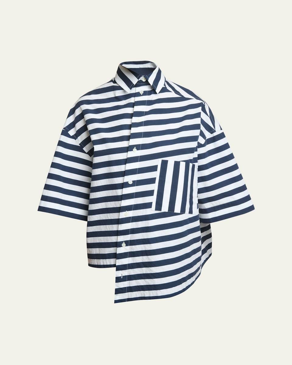 Pablo Stripe Monogram Asymmetric Top