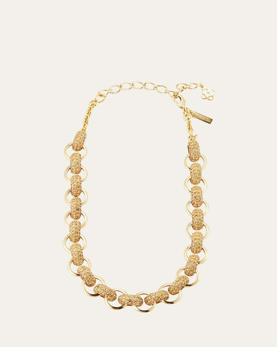 Pave Bull Horn Link Necklace