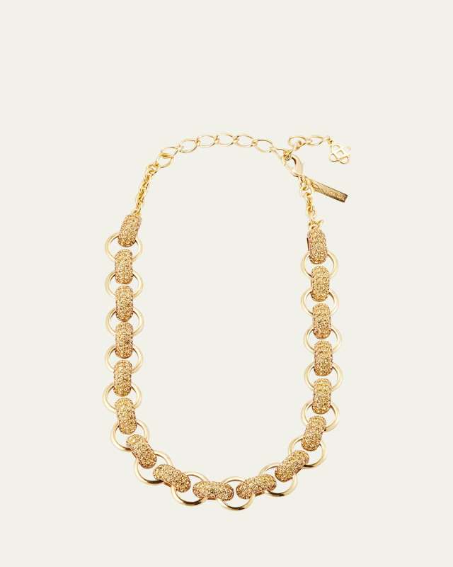 Pave Bull Horn Link Necklace
