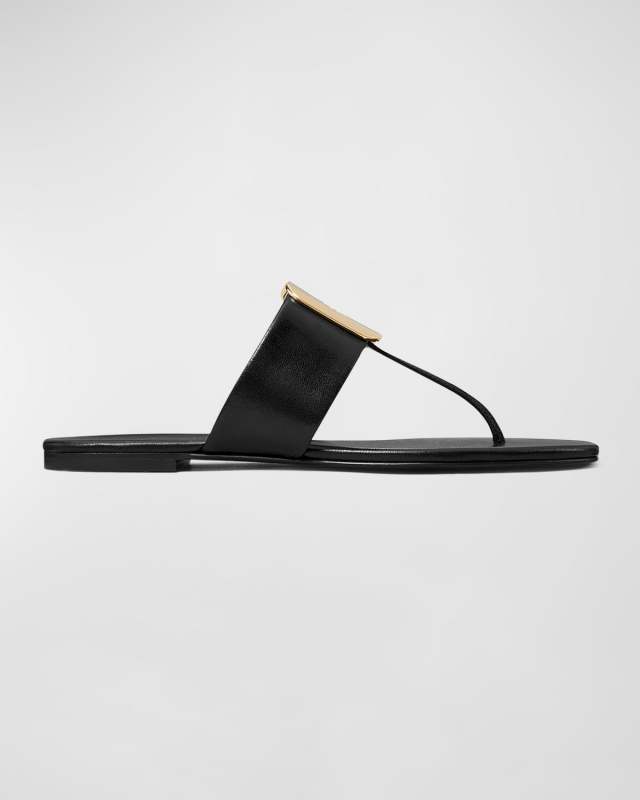 Georgia Leather Logo Thong Sandals
