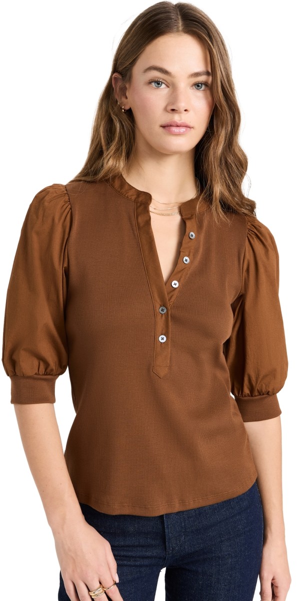 Veronica Beard Jean Coralee Top Dark Ochre