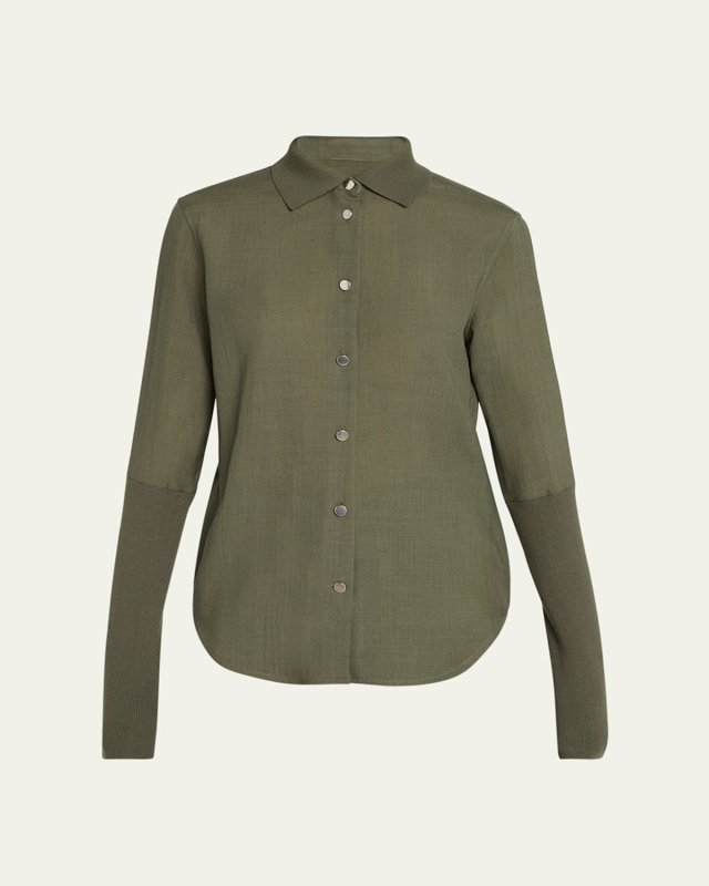 Leela Button Down Wool Top
