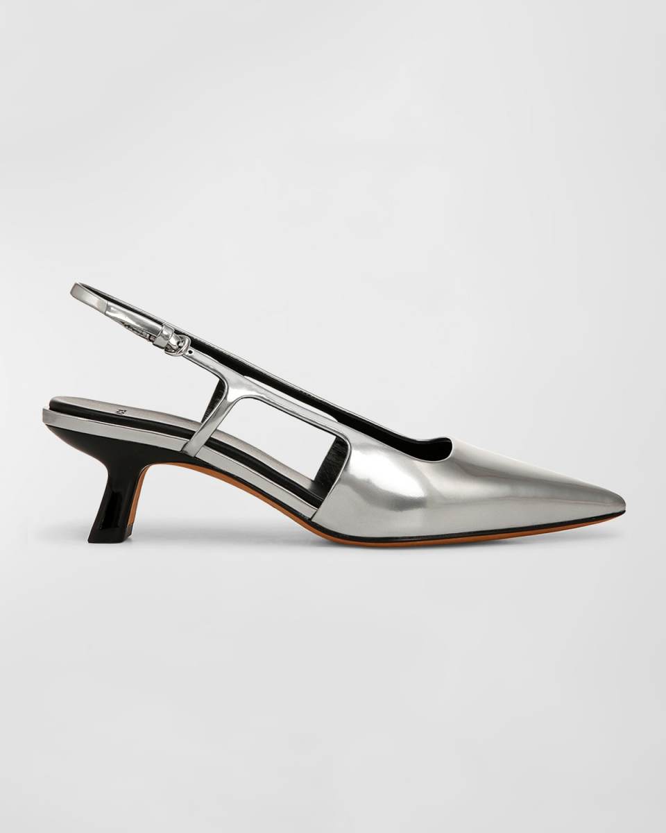Bianca Metallic Kitten Slingback Pumps