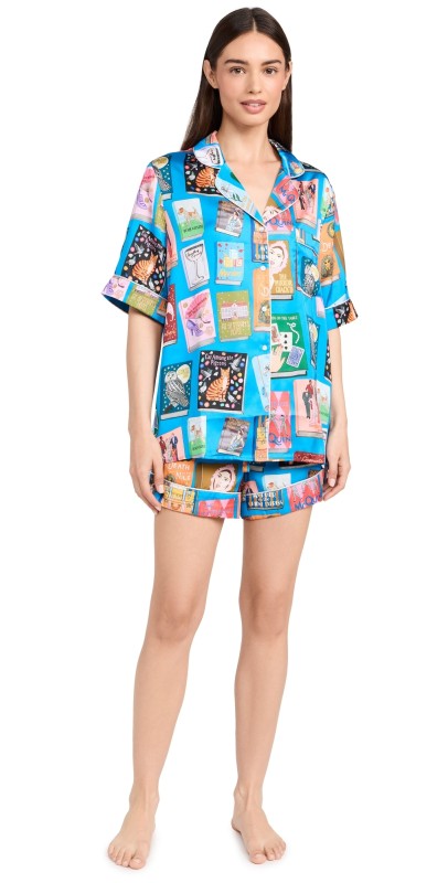Karen Mabon Agatha Christie Queen of Crime Short Sleeve PJ Set Blue