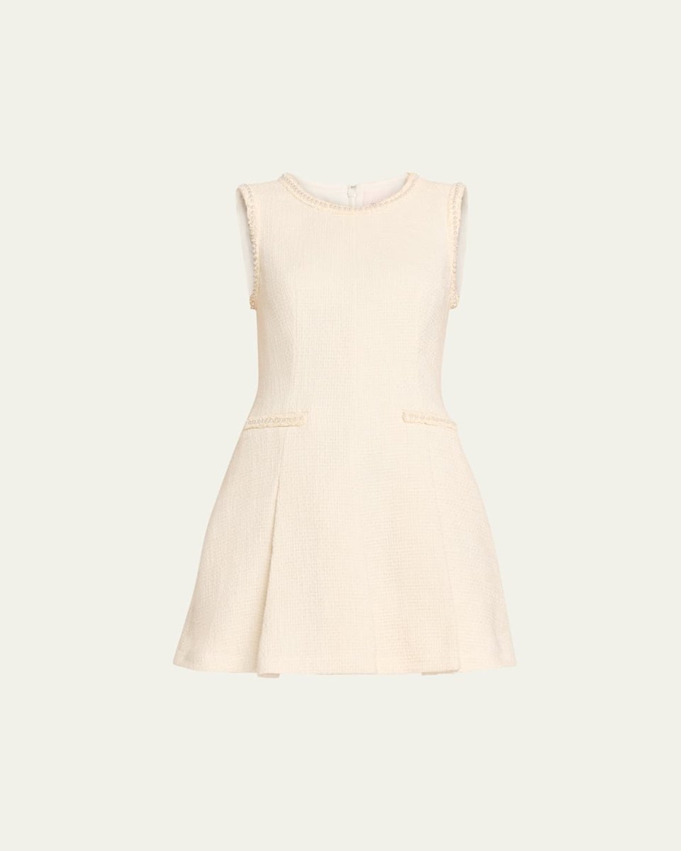 Nova Faux Pearl Sleeveless Tweed Mini Dress