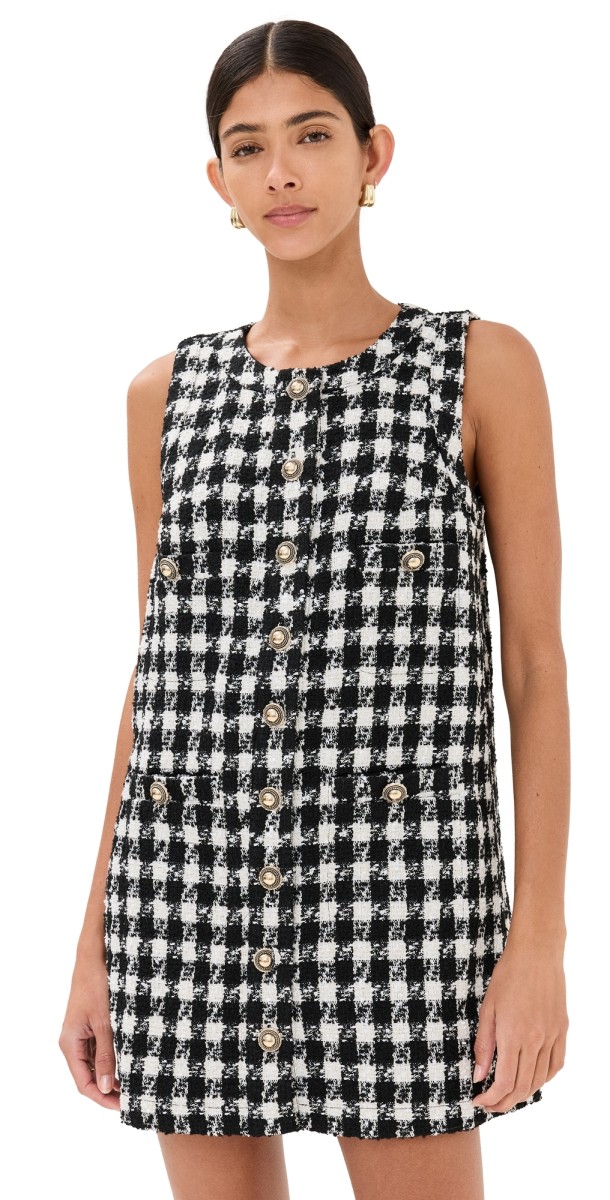 Reformation Tropez Dress Black Check
