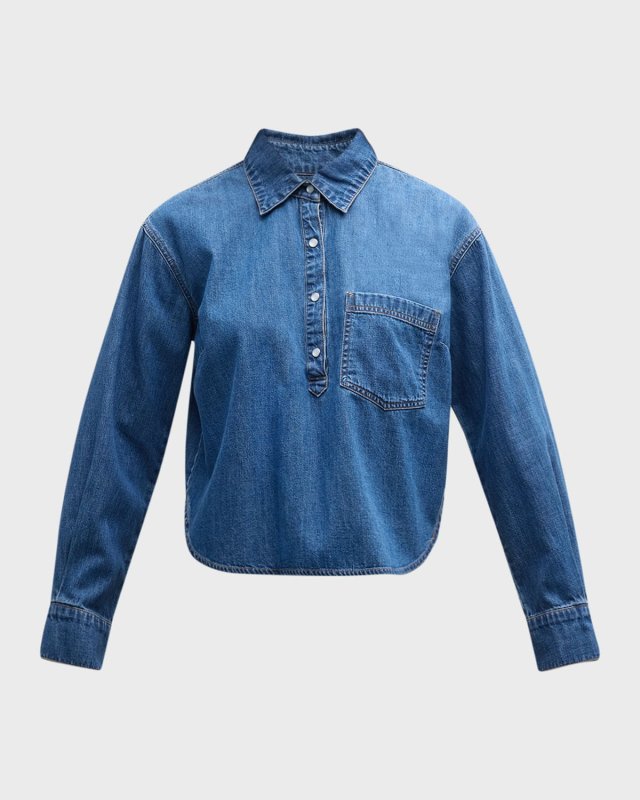 Avola Denim Button-Front Top