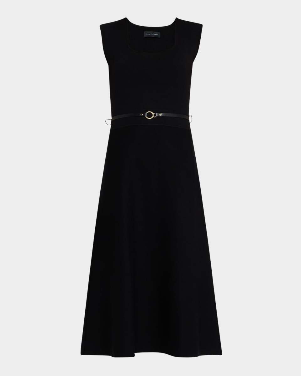The Vera Belted Scoop-Neck Midi Sweater Dress