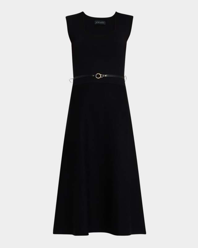 The Vera Belted Scoop-Neck Midi Sweater Dress