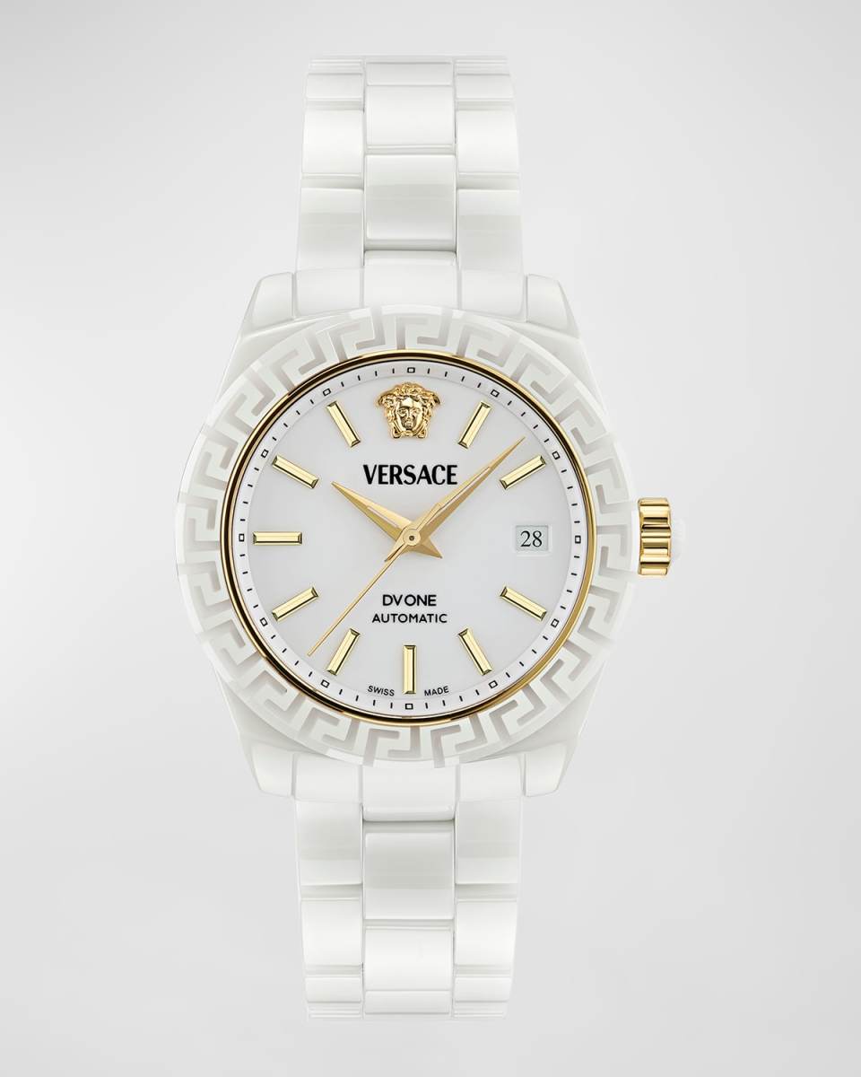 40mm DV One Watch with Bracelet Strap, White