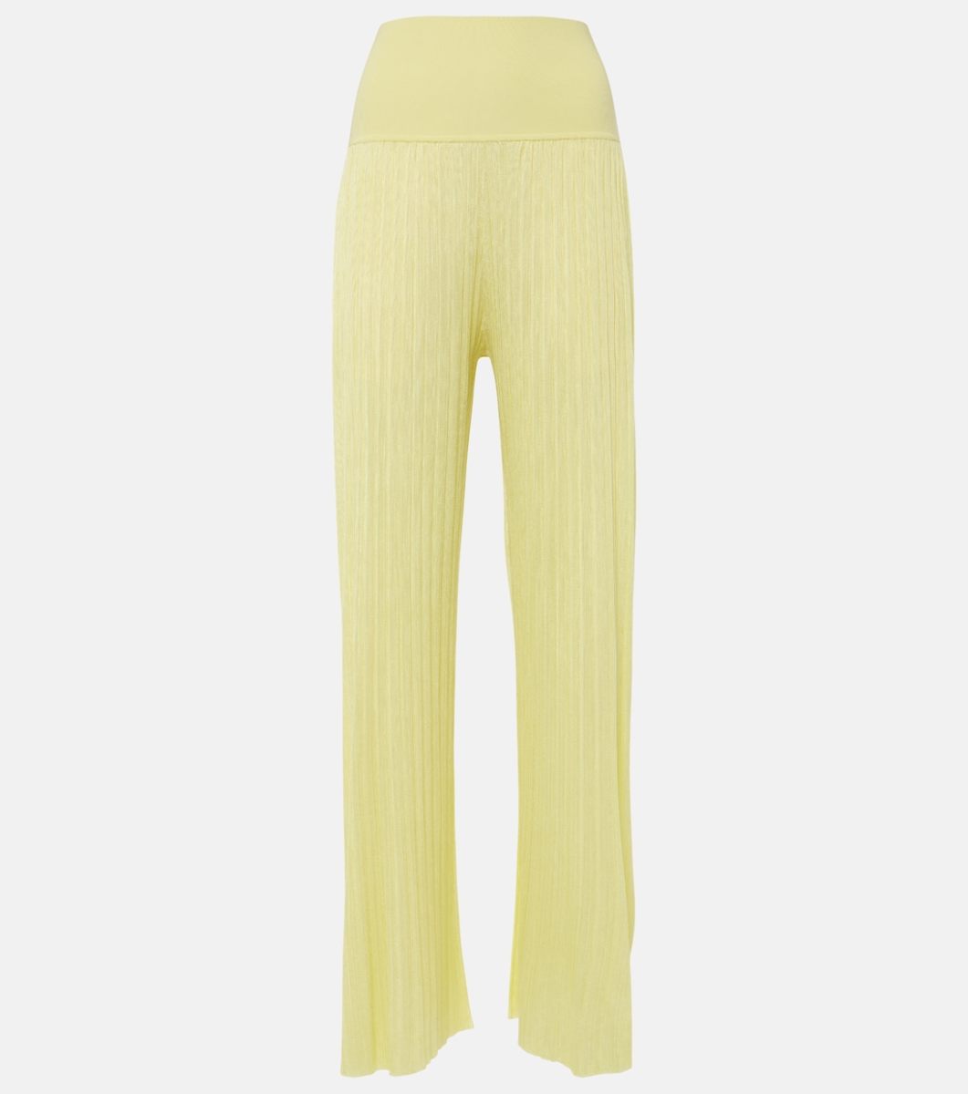 ALAIA Pleated high-rise jersey straight pants