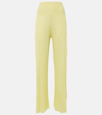 ALAIA Pleated high-rise jersey straight pants