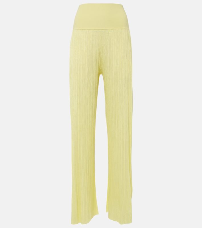 ALAIA Pleated high-rise jersey straight pants