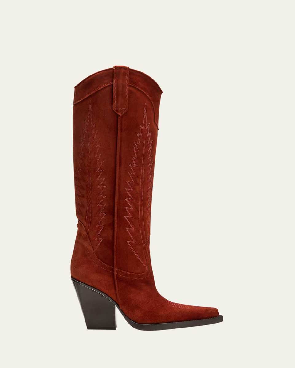 El Dorado Embroidered Suede Western Knee Boots