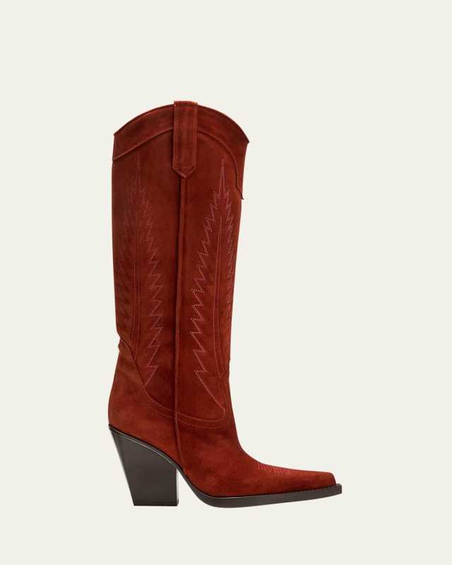 El Dorado Embroidered Suede Western Knee Boots