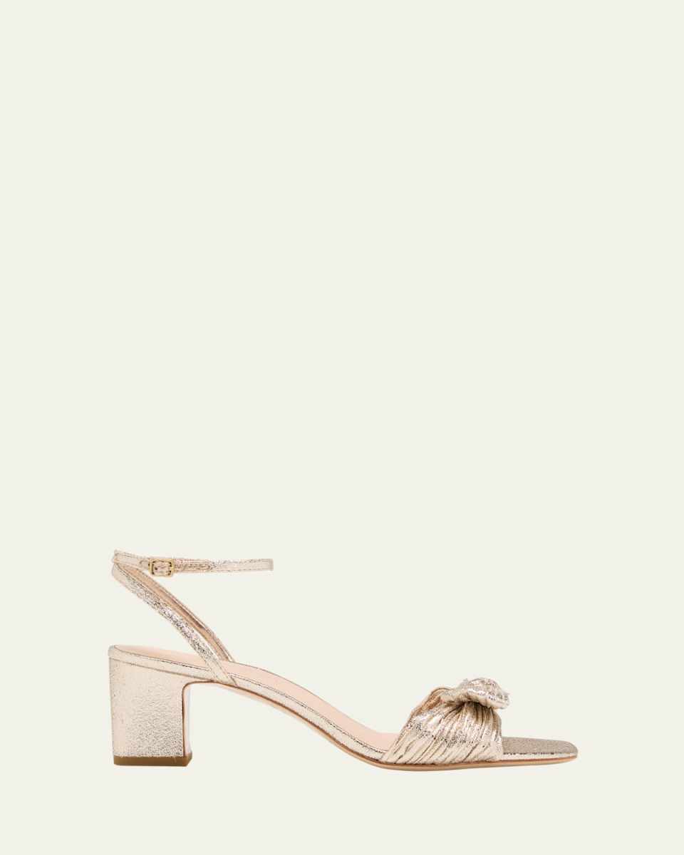 Kimora Metallic Bow Ankle-Strap Sandals