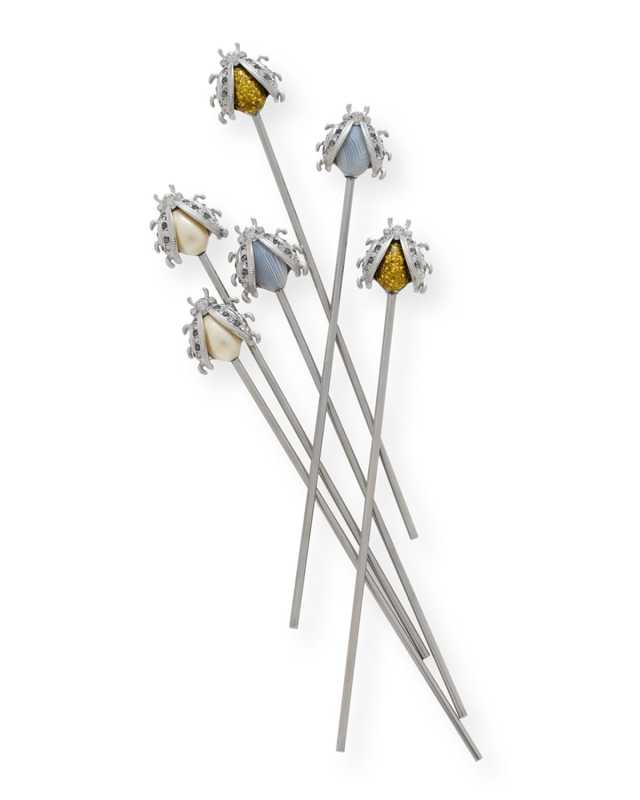 Vintage Bug Swizzle Sticks, Set of 6