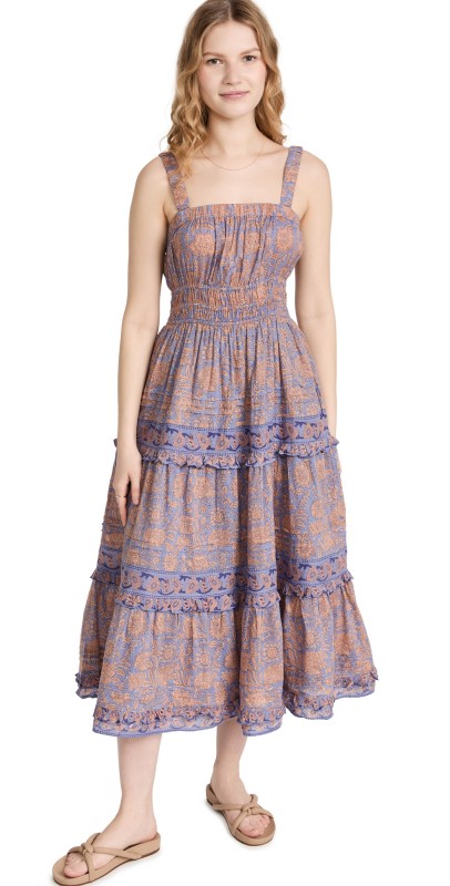 Cleobella Jolene Midi Dress Vine Block Print