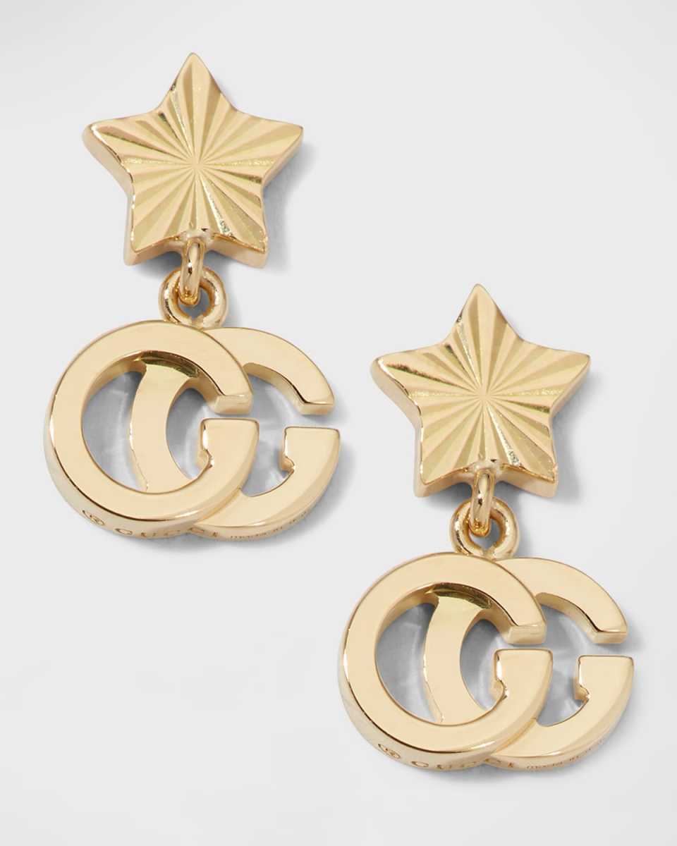 18k Yellow Gold Running G Star Earrings