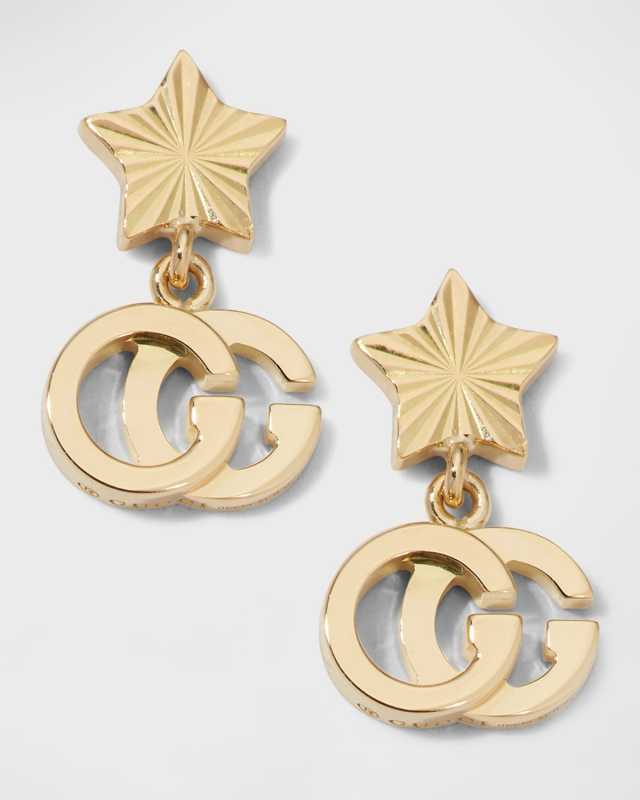 18k Yellow Gold Running G Star Earrings