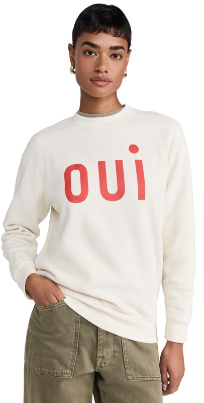 Clare V. Sweatshirt Cream With Bright Poppy Oui