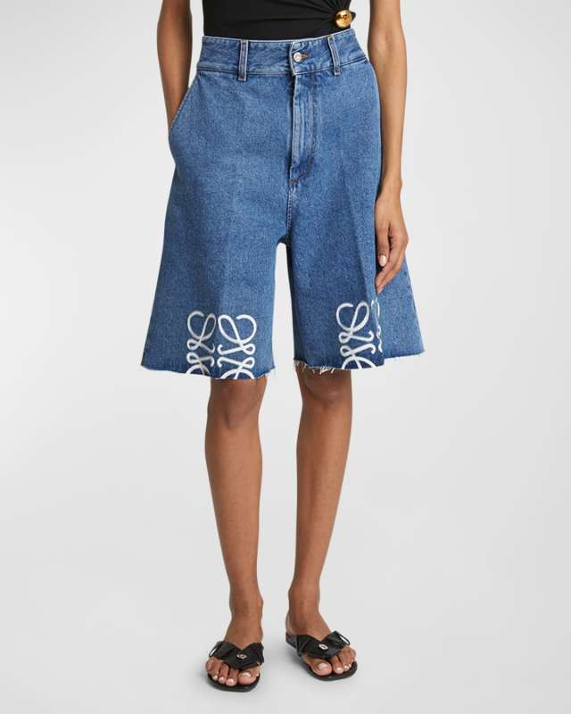 Anagram Long Denim Shorts