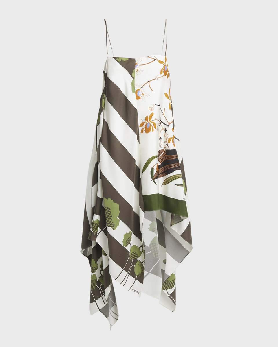 x Paula Ibiza Asymmetric Multi-Print Slip Dress