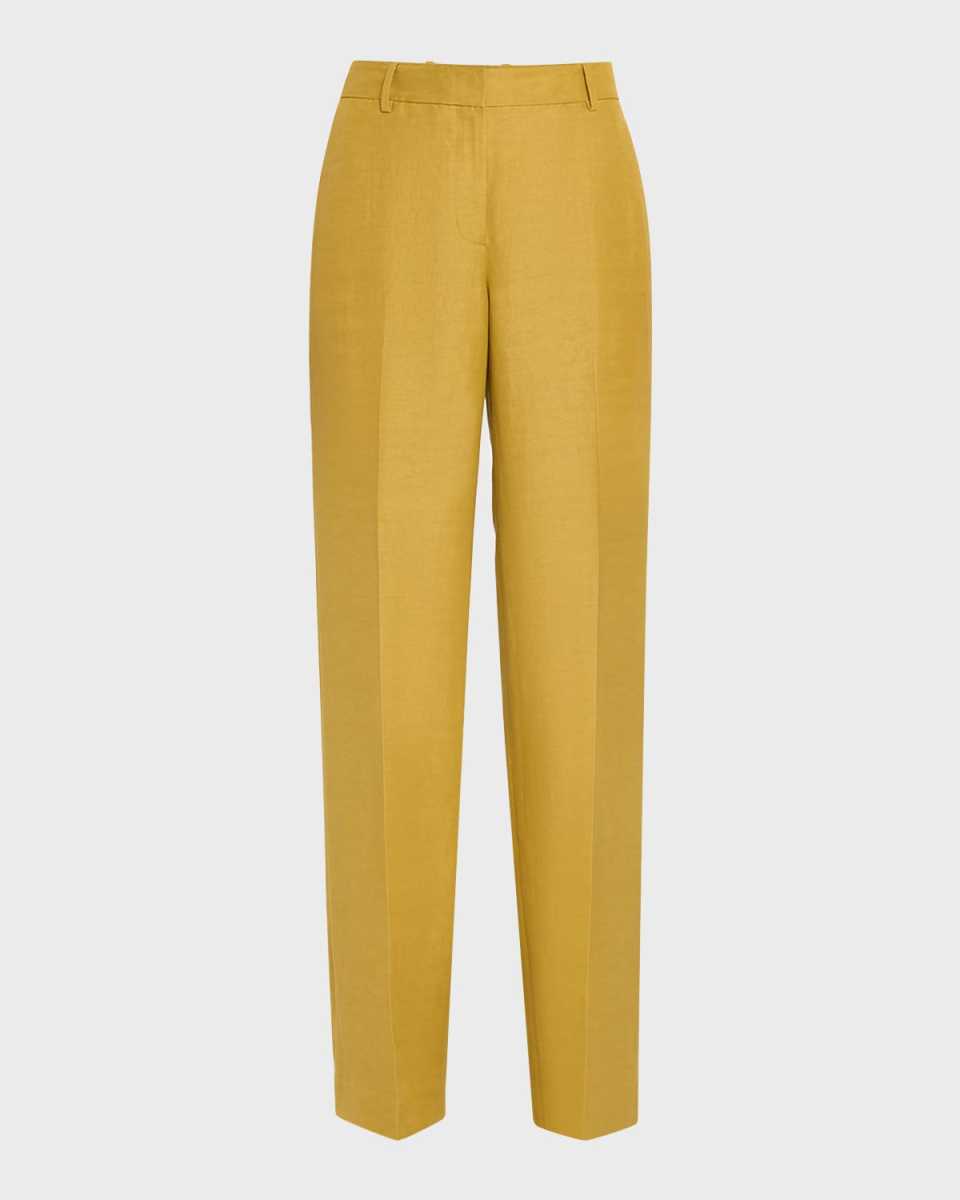 Gates High-Rise Straight-Leg Linen-Blend Pants