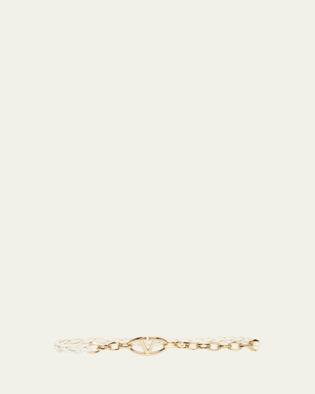 Braided V-Logo Leather Belt