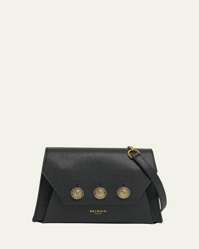 Embleme Flap Shoulder Bag in Grained Leather