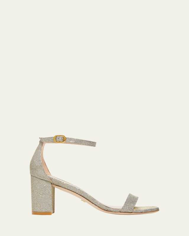 Nudistcurve Glitter Block-Heel Sandals