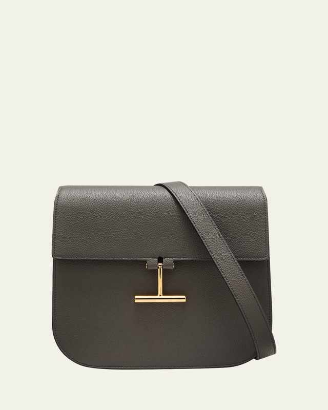 Tara Medium Crossbody in Grained Leather with Leather Strap