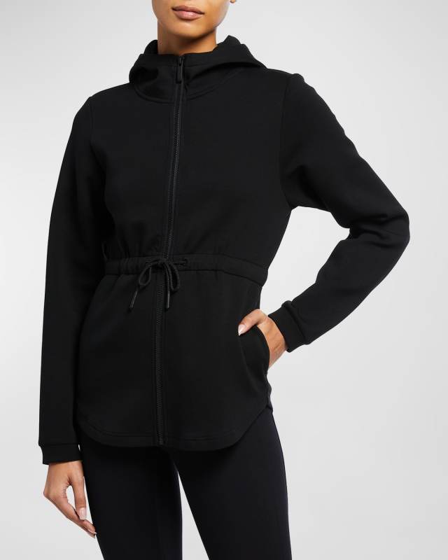 Sofia Drawstring-Waist Hooded Track Jacket