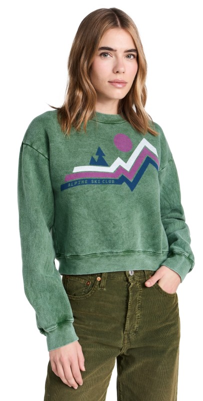 SUNDRY Alpine Crop Sweatshirt Mineral Jade