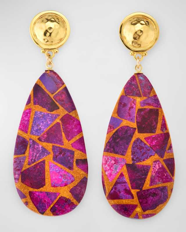 Copper-Infused Purple Turquoise Drop Earrings