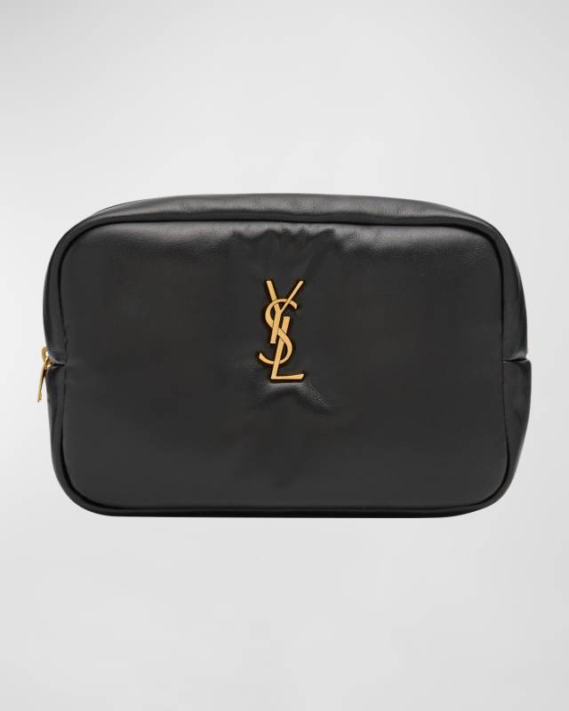 Cassandre Medium YSL Cosmetic Pouch in Smooth Padded Leather