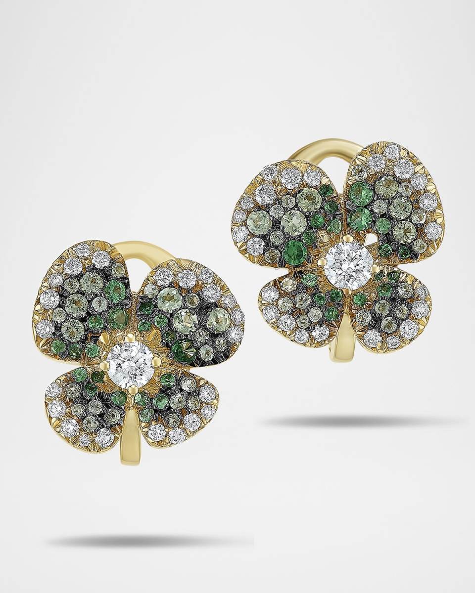 Ischia 18K Yellow Gold Tsavorite and Diamond Earrings