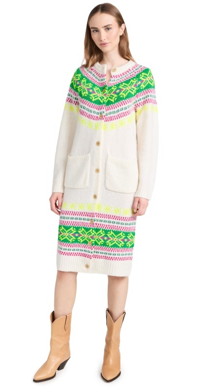 Lingua Franca Nora Snowflake Cardigan Dress Cream Multi