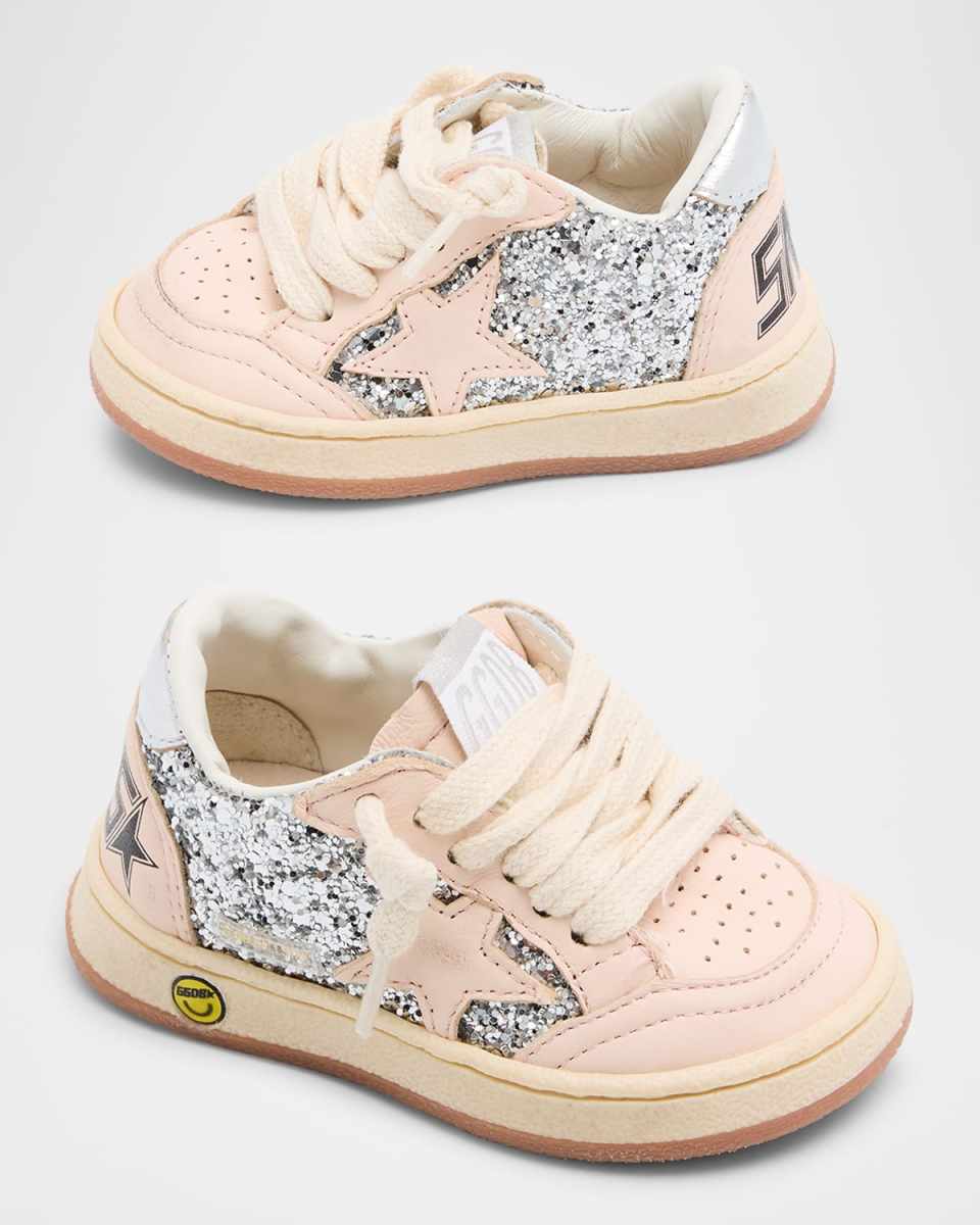 Girl's Ballstar Leather Glitter Sneakers, Baby/Toddlers