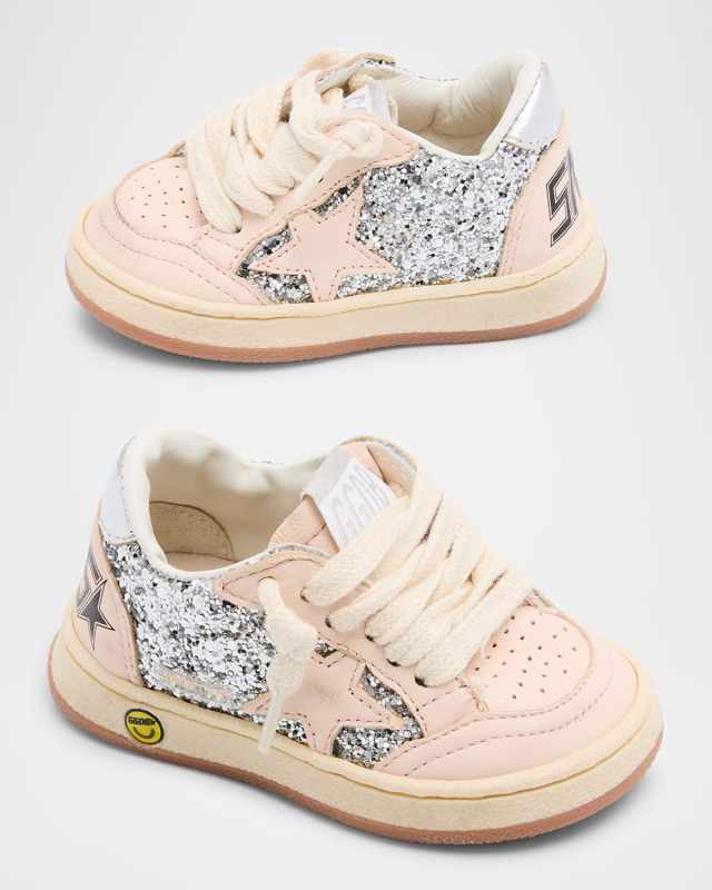 Girl's Ballstar Leather Glitter Sneakers, Baby/Toddlers
