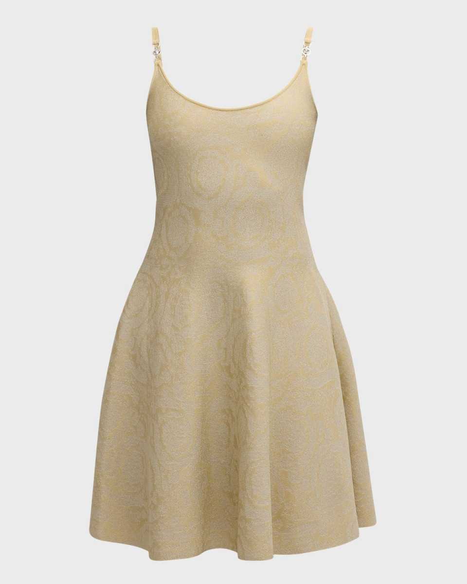 Metallic Barocco Jacquard Sleeveless Dress