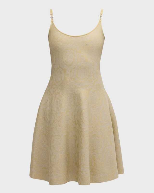 Metallic Barocco Jacquard Sleeveless Dress