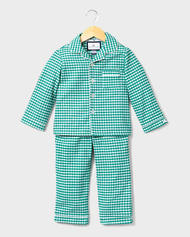 Boy's Gingham Flannel Pajama Set, Size Newborn