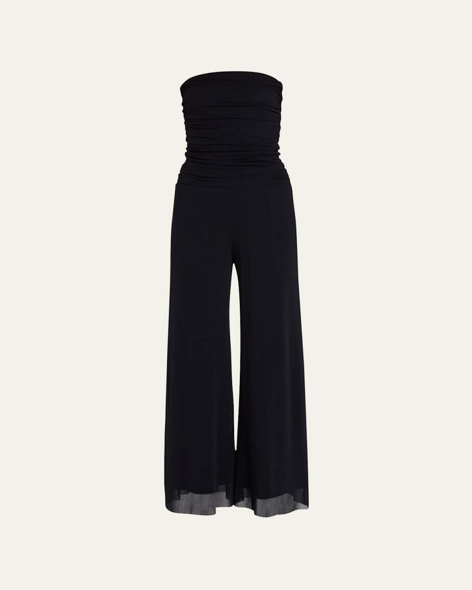 Strapless Wide-Leg Tulle Jumpsuit